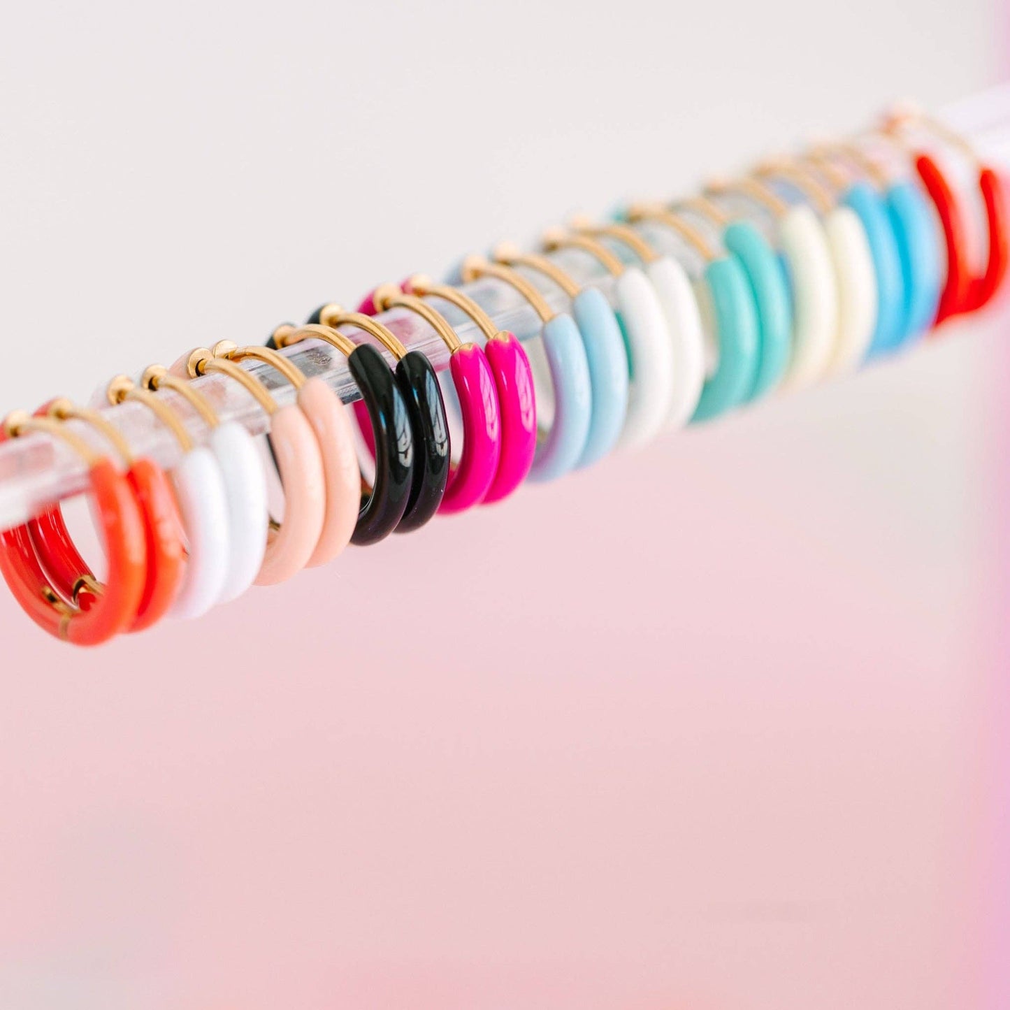 Colored Huggies Earrings | Pink