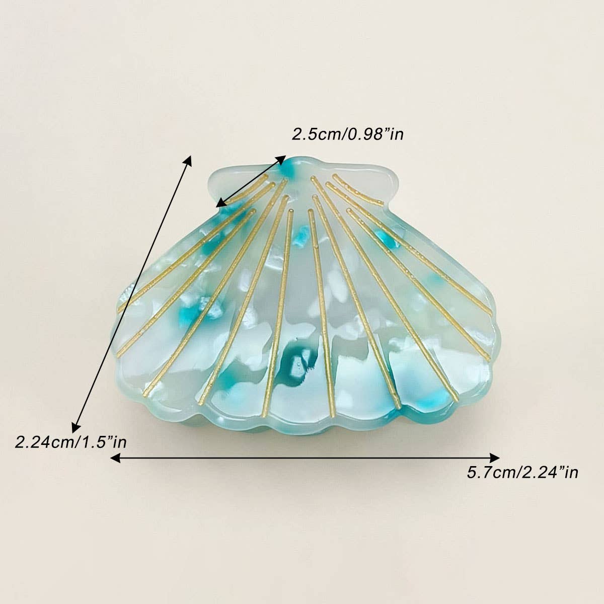 White Small 2" Shell Hair Claw Clip