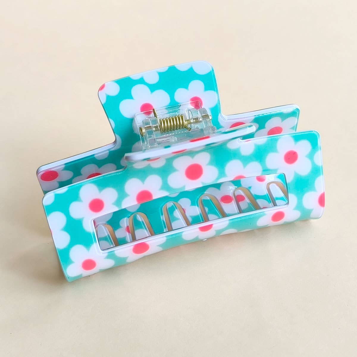 Pink Dopamine Flower Square Hair Claw Clip