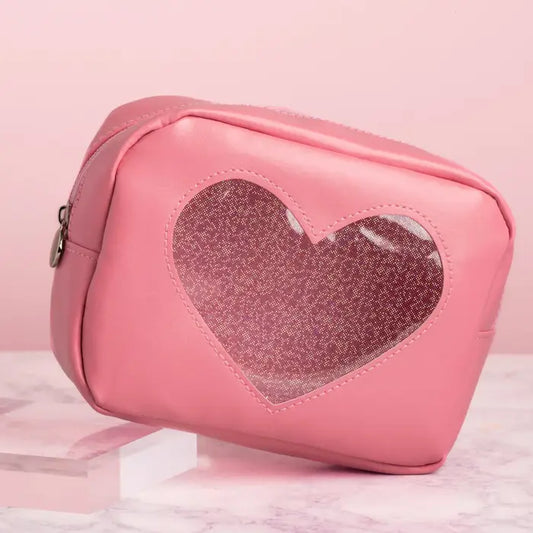 Pink Heart Cosmetic Bag