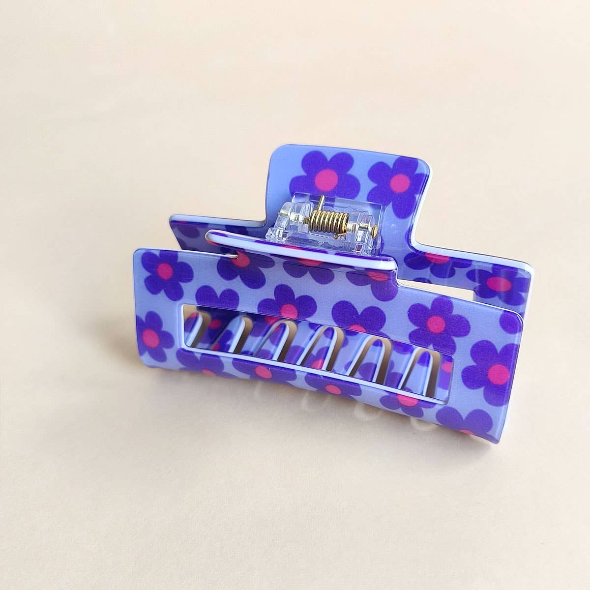 Pink Dopamine Flower Square Hair Claw Clip
