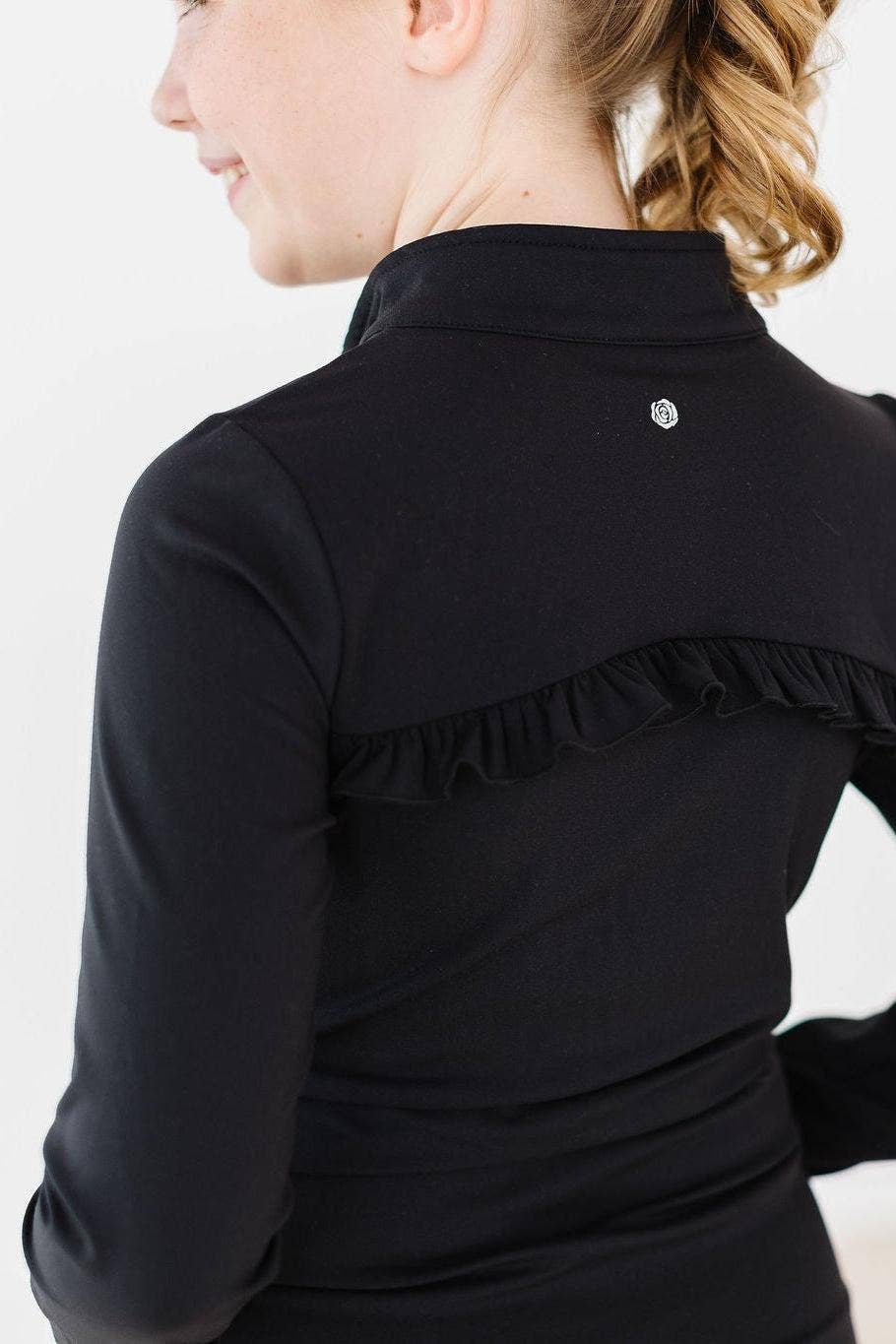 Balanced Black Full-Zip Ruffle Active Jacket: 9/10