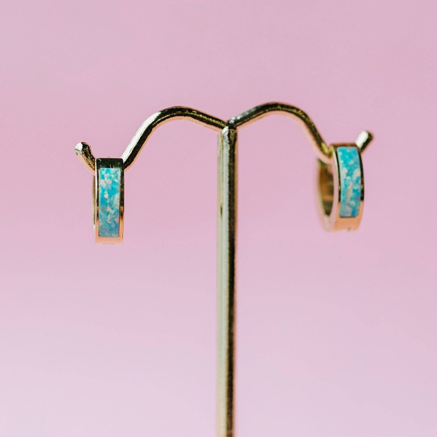Ocean Blue Opal Huggies