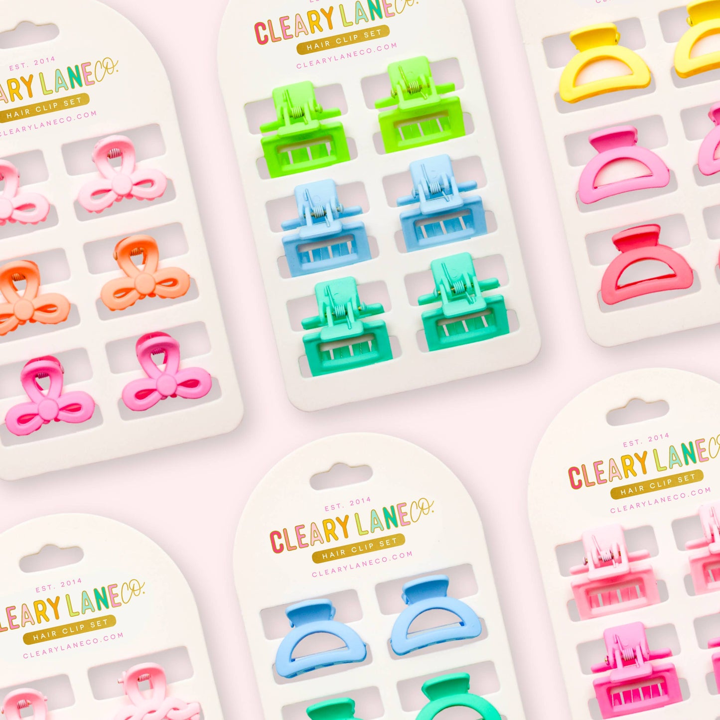 Mini Bow Hair Clip Set | Pink & Orange