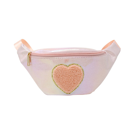 Pink Shiny Heart Patch Sling Bag