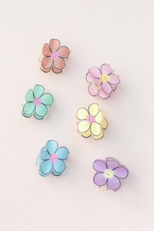 Blue Scribble Flower Hair Clip Hair Claw