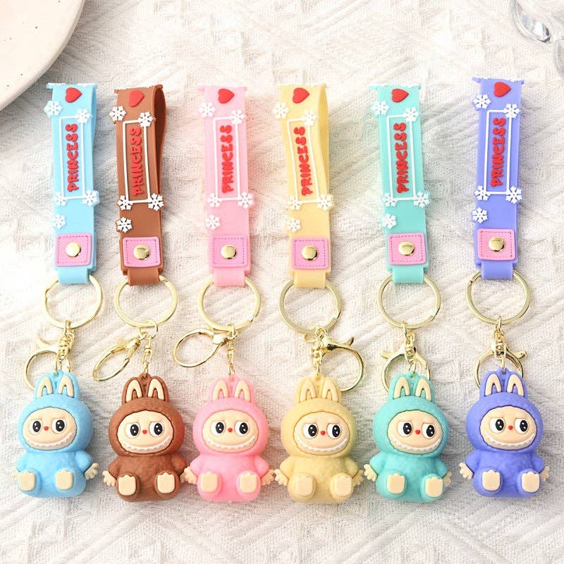 Cute Silicone Labubu Keychain Bag Charm | Blue-purple