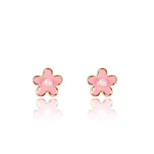 Pink Fancy Flower Cutie Stud Earrings