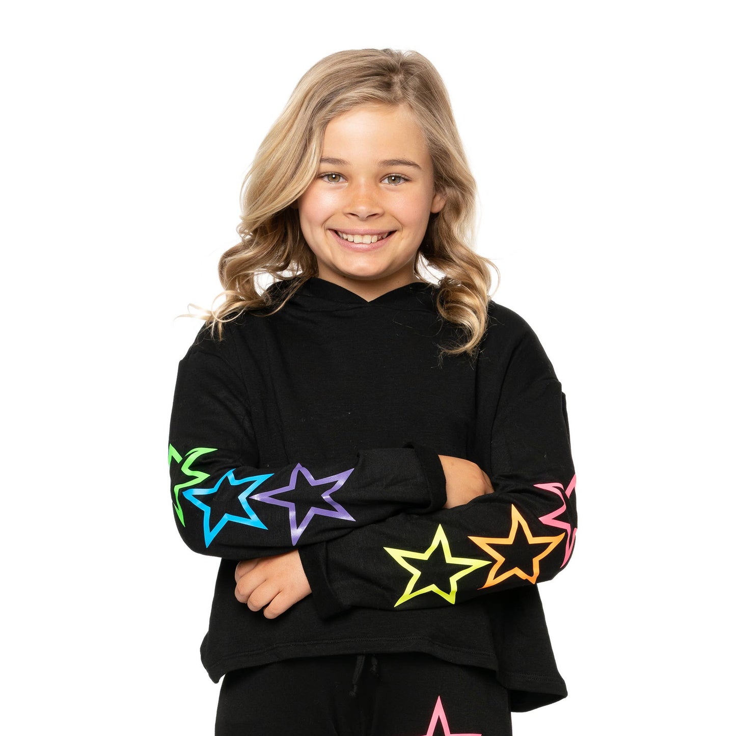 Black Sweatshirt w/ Neon Stars