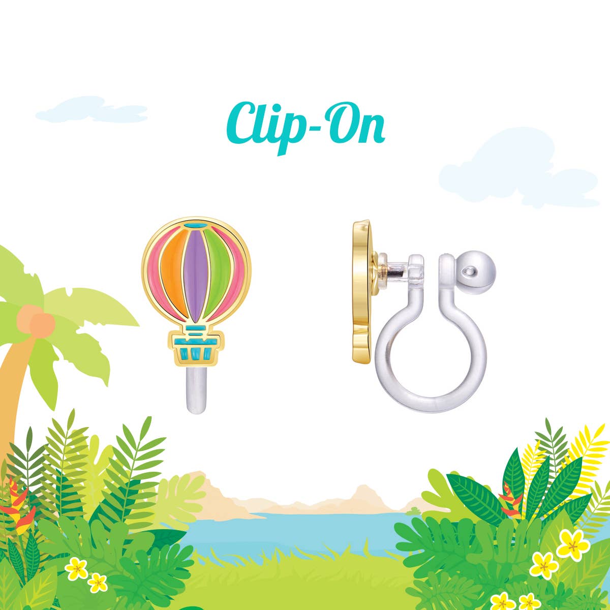 CLIP ON Hot Air Balloon Earrings