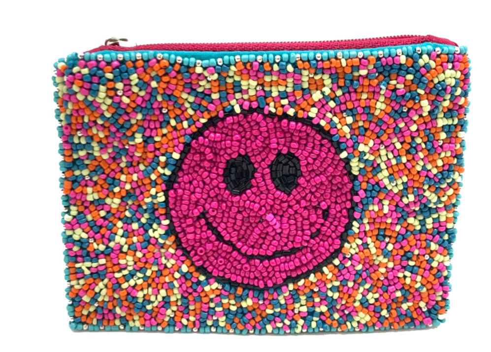 Smiley Beaded Coin Purse