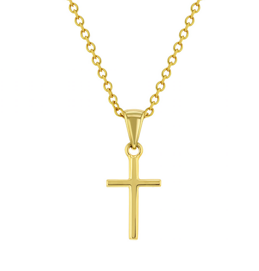 Tiny Cross Necklace | Gold Flashed Sterling Silver