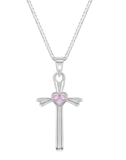 Heart Cross Necklace | Sterling Silver