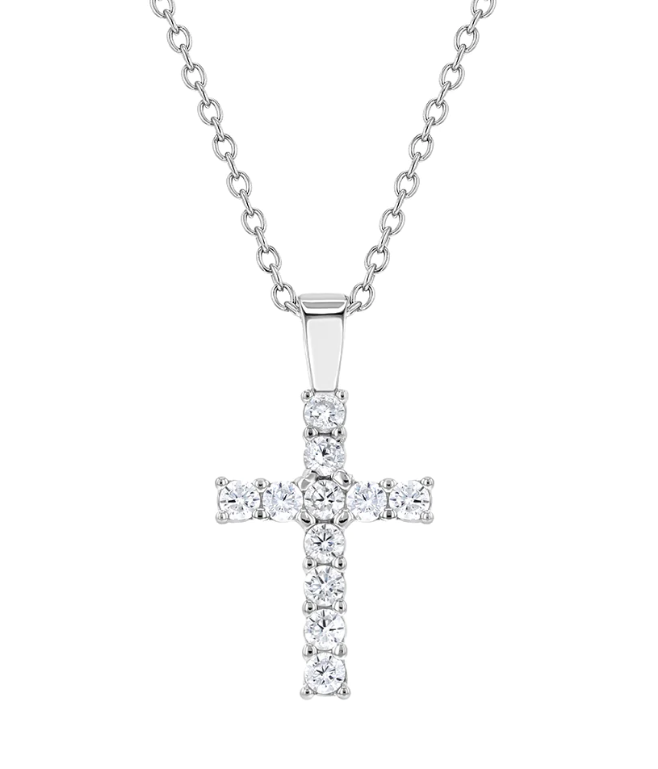 Crystal Cross Necklace | Sterling Silver