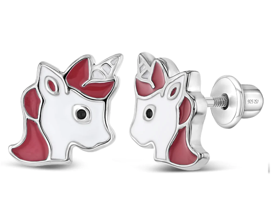 Enamel Unicorn Earrings | Sterling Silver