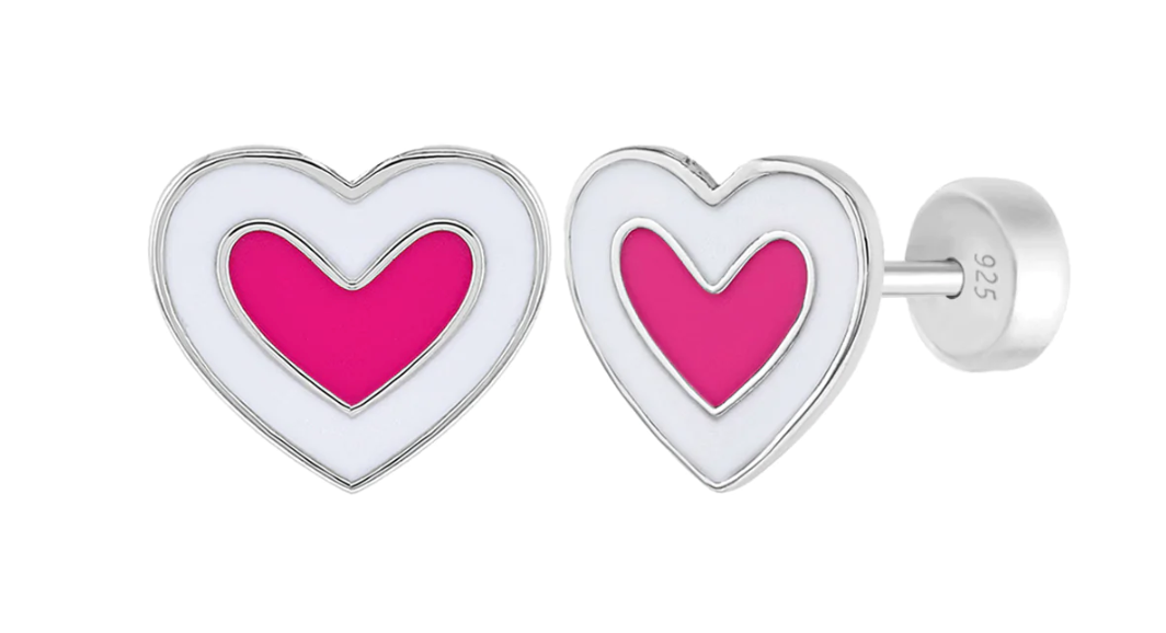 Hearts & More Hearts Enamel Earrings | Sterling Silver