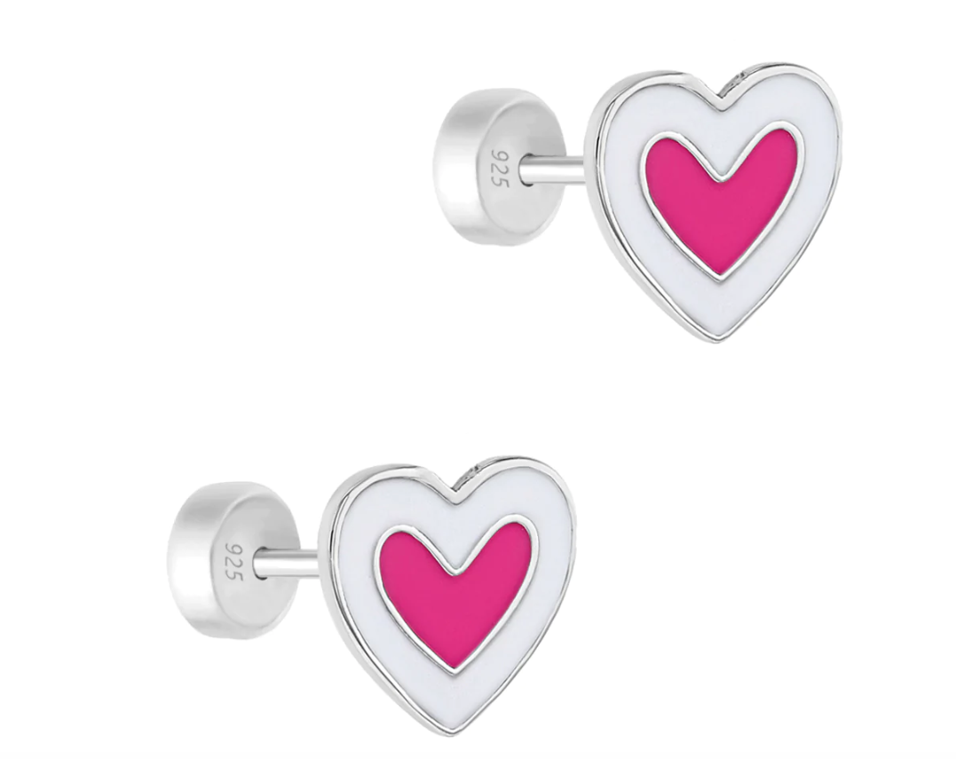 Hearts & More Hearts Enamel Earrings | Sterling Silver