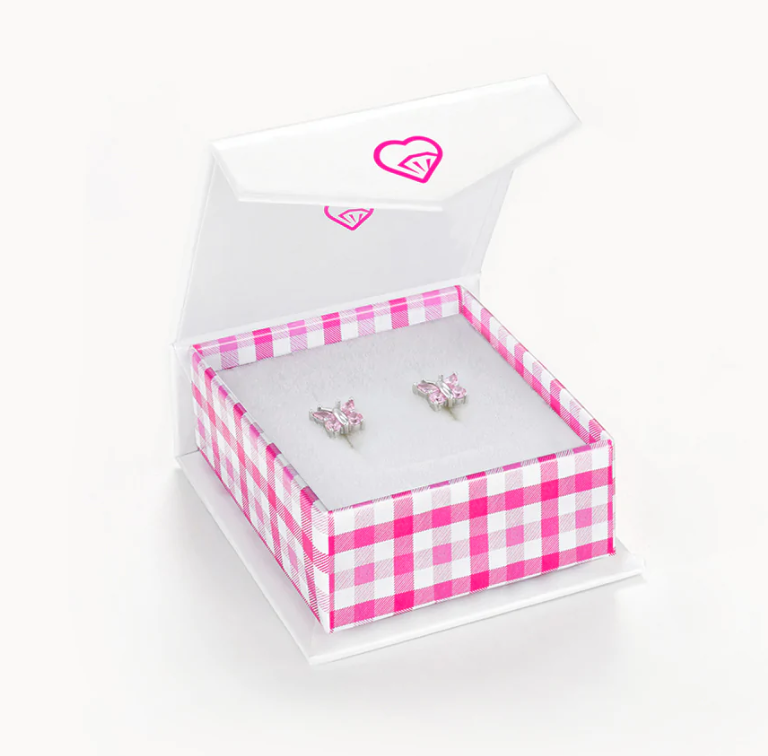 Pink Crystal Butterfly Earrings | Sterling Silver