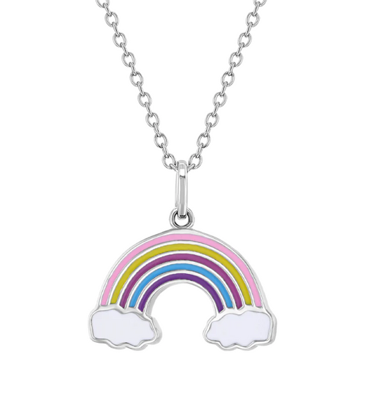 Rainbow Enamel Necklace | Sterling Silver