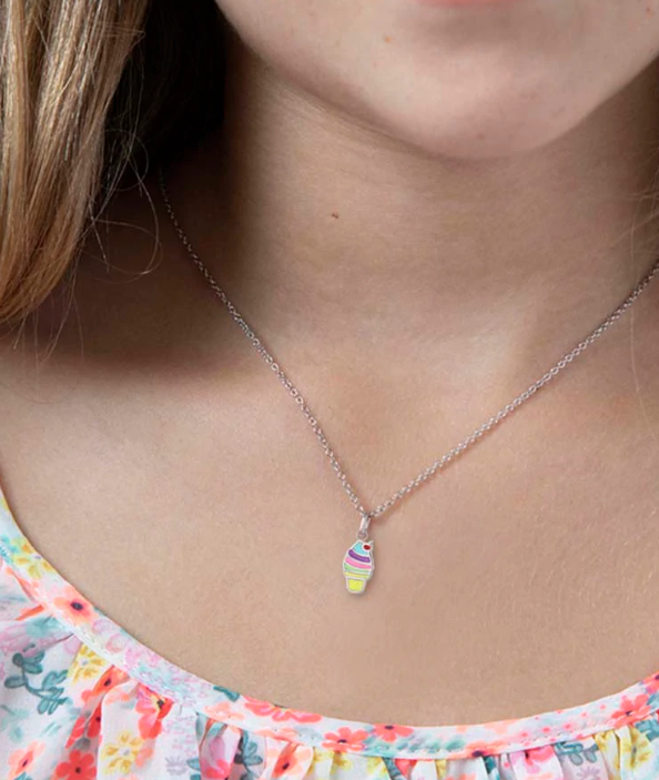 Soft Serve Enamel Necklace | Sterling Silver