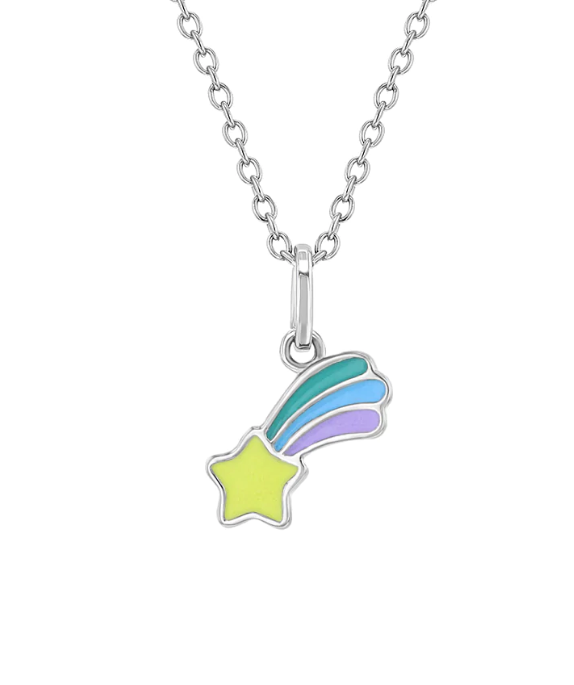 Shooting Star Enamel Necklace | Sterling Silver