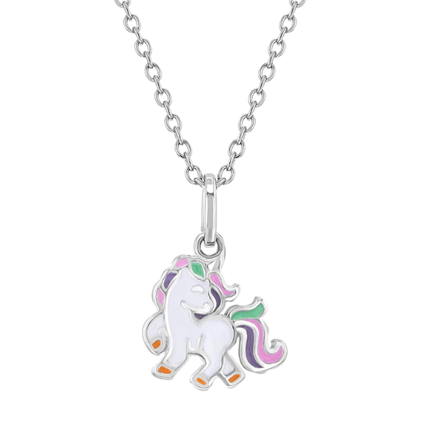 Fancy Unicorn Enamel Necklace | Sterling Silver