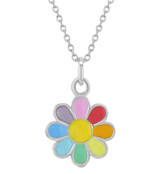 Flower Power Enamel Necklace | Sterling Silver