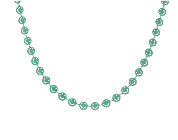 Teal Enamel Happy Face Link Necklace