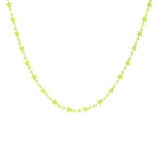 Neon Yellow Enamel Star Link Necklace