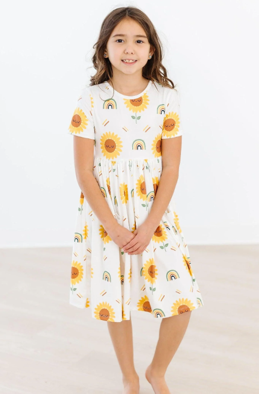 Sunflower Short Sleeve Pocket Twirl Dress