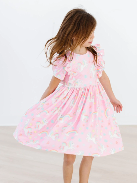 My Little Unicorn Short Sleeve Ruffle Twirl Dress