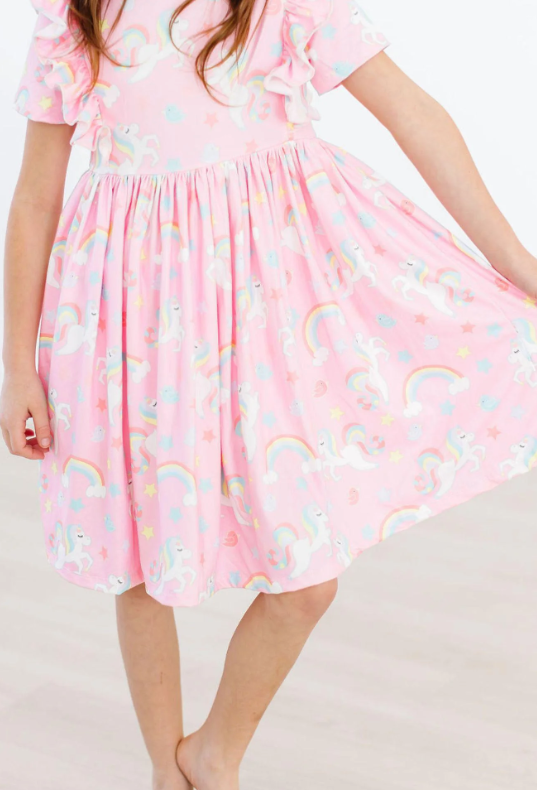 My Little Unicorn Short Sleeve Ruffle Twirl Dress