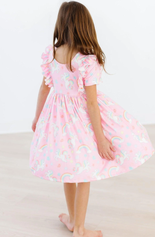 My Little Unicorn Short Sleeve Ruffle Twirl Dress