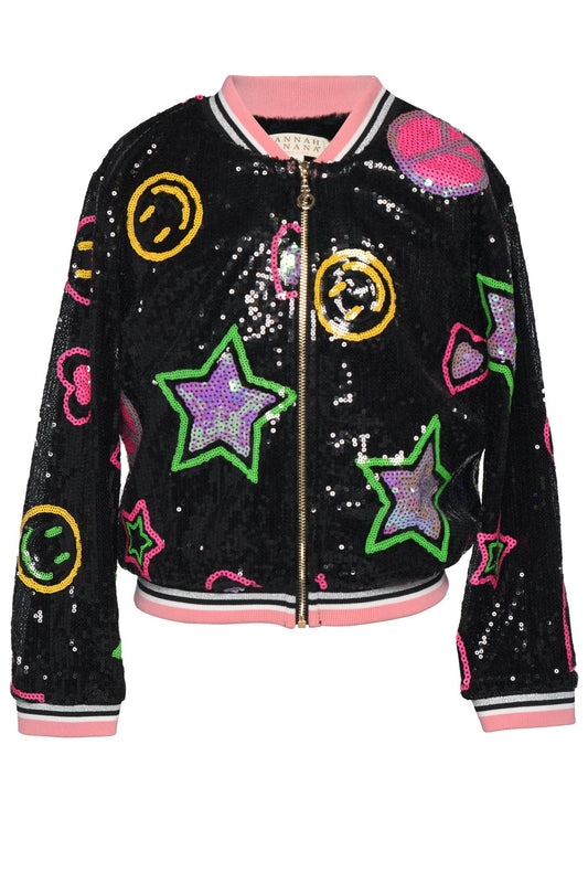 Sequin Emoji Jacket with Faux Fur Lining