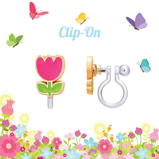 CLIP ON Tiny Tulip Earrings